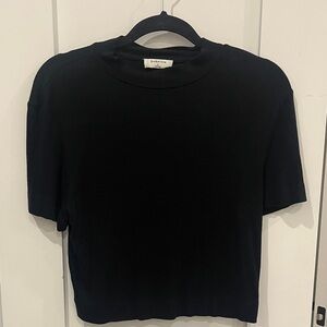 Babaton Classic Black Short Sleeve Mock Neck Tee